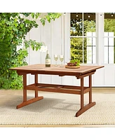LuxenHome Carmel Solid Wood Extendable Outdoor Dining Table