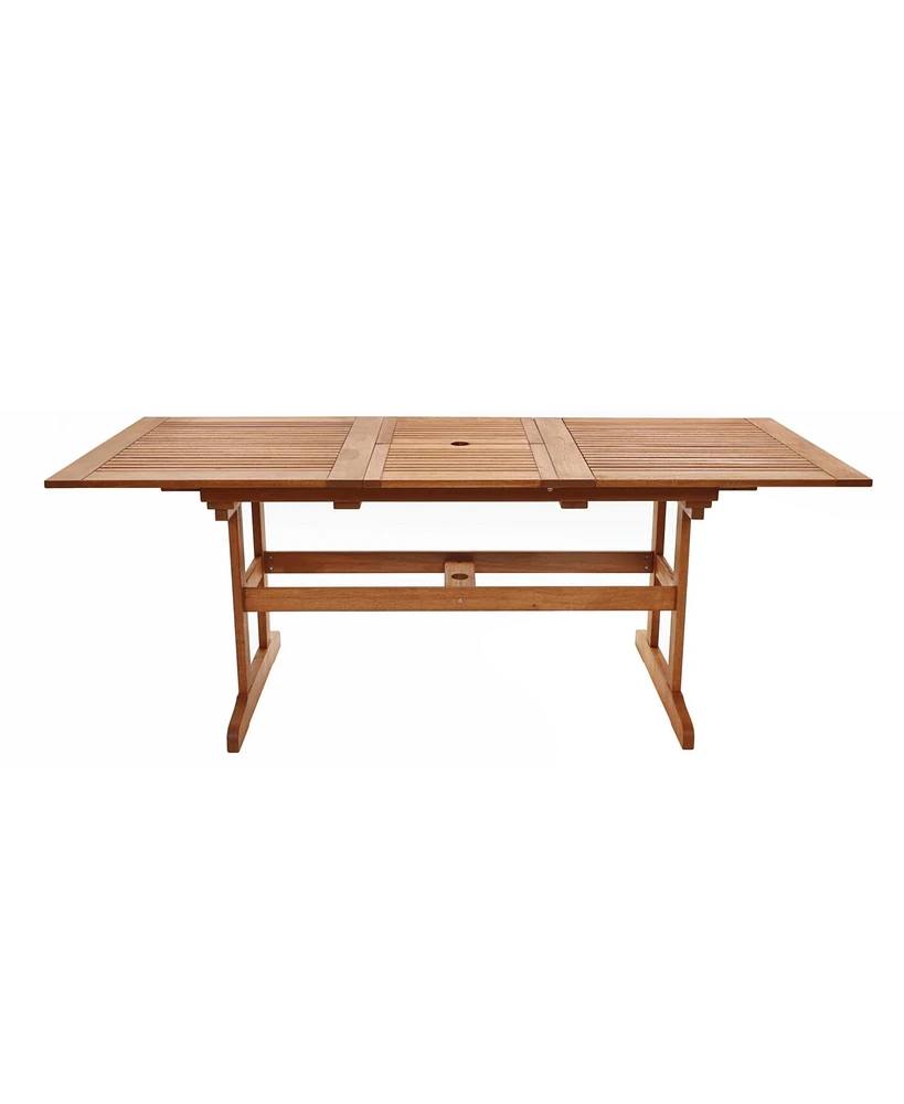 LuxenHome Carmel Solid Wood Extendable Outdoor Dining Table