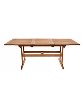 LuxenHome Carmel Solid Wood Extendable Outdoor Dining Table