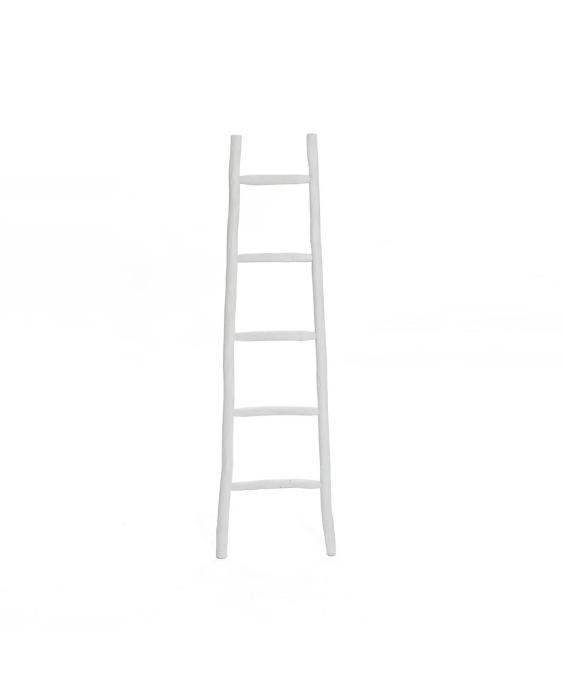 LuxenHome White Solid Wood 5-Rung Blanket Ladder