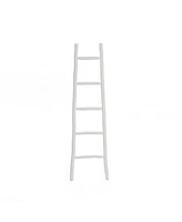 LuxenHome White Solid Wood 5-Rung Blanket Ladder