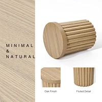LuxenHome Wood Fluted Round Side Table Mid Century Modern Small End Table for Small Spaces