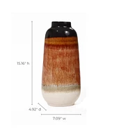 LuxenHome Earth Tones -Inch Tall Round Stoneware Vase