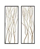 LuxenHome Gold Metal Branch Wall Decor, Set of 2