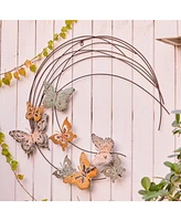 LuxenHome Metal Butterflies Moon Indoor/Outdoor Wall Decor