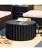 LuxenHome Black Cement Round Coffee Table