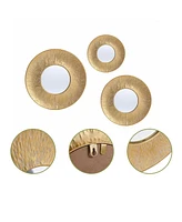 LuxenHome 3-Piece Gold Metal Round Wall Mirror Set