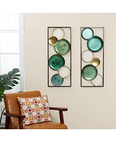 LuxenHome Set of 2 Coastal Abstract Geometrical Wall Decor Panels