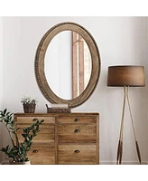 LuxenHome Cameo Wood Framed 32-Inch Oval Wall Mirror