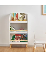 LuxenHome Children's Multi-Functional 3-Shelf Bookcase Toy Storage Bin, White