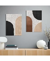 LuxenHome 2-Pc Earth Tone Abstract Rectangular Wood Wall Decor Set