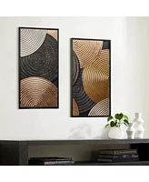 LuxenHome 2-Pc Earth Tone Circles Abstract Rectangular Metal Wall Decor Set