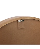 LuxenHome Natural Rubberwood Frame Round Wall Mirror