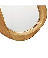 LuxenHome Freeform Pine Wood Frame Oval Wall Mirror