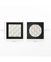 LuxenHome 2-Pc Black Wood Frame Abstract White Wall Decor Set