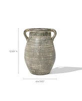 LuxenHome Rustic Farmhouse Brown Jug 13-Inch Tall Terracotta Vase