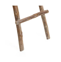 LuxenHome Solid Wood Natural 4-Rung 59-Inch Tall Blanket Ladder