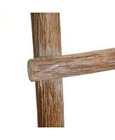 LuxenHome Solid Wood Natural 4-Rung 59-Inch Tall Blanket Ladder