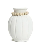 LuxenHome Modern White MgO 15-Inch Tall Round Vase