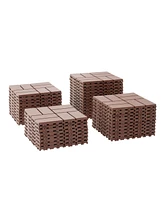 Plastic Interlocking Deck Tiles,44 Pack Patio Deck Tiles,12" x12" Square Waterproof Outdoor All Weather Use, Patio Decking Tiles for Poolside Balcony
