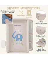 Costway Portable Baby Changing Table with Wheels Adjustable Height Large Storage Rack
