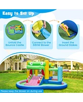 Costway 5-in-1 Inflatable Bounce House with Slide Splash Pool Ball Pit & Basket Hoop