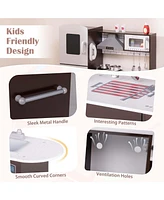 Costway Kids Kitchen Playset with Realistic Lights & Sounds Ice Maker Stoves Sink Oven
