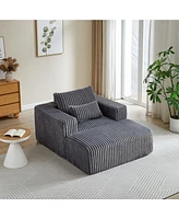 62.5-Inch Corduroy Sponge Sofa Lounge Chair with Removable footrest, No Assembly Required, Fluffy Modern Sleeper Chair for Indoor Living Room Bedroom