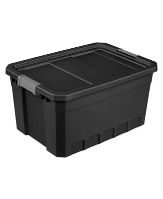 Sterilite 19 Gal Rugged Industrial Stackable Storage Tote w/ Lid, Black, 6 Pack