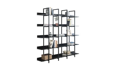 Slickblue 5-Tier Open Bookcase for Home Office, Stylish Storage Shelf for Books and Decor