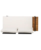Theo 2-Seater Acacia Wood And Iron Sofa With Water-Resistant Cushions