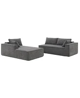 Simplie Fun 111.572" Minimalist Style Modular Sectional Sofa, Wrinkle-resistant Chenille Couch Set