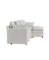 108.66" Modern Chenille L-shaped Sectional Sofa with Convertible Chaise, Comfy Cloud Couch Deep Sectional Sofa with Ottomans for Living Room