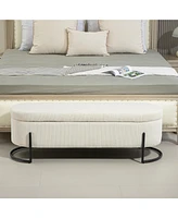 Storage Ottoman, Bedroom End Bench, Upholstered Fabric Storage Ottoman with Safety Hinge, Entryway Padded Footstool, Ottoman Bench for Living Room & B