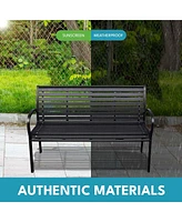 45.7in. Patio Bench Black Steel and Wpc