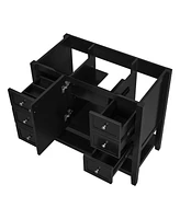 36" Bathroom Vanity without Sink, Cabinet Base Only, One Cabinet and three Drawers, Black