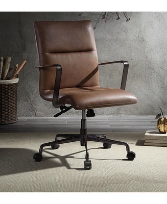 Streamdale Furniture Indra Office Chair, Vintage Chocolate Top Grain Leather