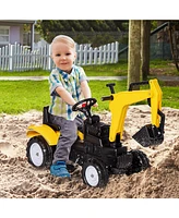 Streamdale Furniture Kids Ride On Excavator, Pedal Digger, Construction Truck with Horn for Kids and Toddlers 3+, Yellow