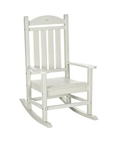 Outdoor Rocking Chair, All Weather-Resistant Hdpe Rocking Patio Chairs with Rustic High Back, Armrests, Oversized Seat and Slatted Backrest, 350lbs We