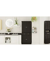71" Kitchen Pantry Storage Cabinet, with 4 Doors, Drawer, 2 Adjustable Shelves, Freestanding Cupboard for Dining Room Living Room, Laundry-Black