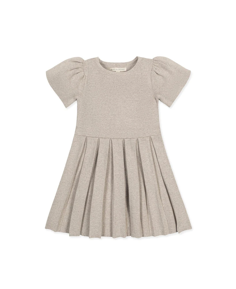 Hope & Henry Little Girls Short Sleeve Pleated Sweater Dress