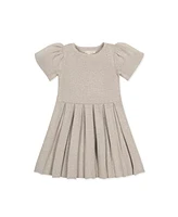 Hope & Henry Little Girls Short Sleeve Pleated Sweater Dress