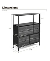 Slickblue 5-Drawer Non-Woven Storage Cabinet with 2 Large and 3 Small Drawers and Top Shelf for Organized Storage