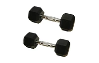 Amber Sports Barbell Rubber encased Hex Dumbbell Weights with Metal Handles for Strength Training, Full Body Workout. Sold as a Pairs