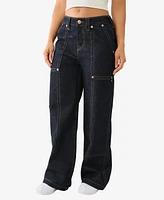 True Religion Women's Carpenter Baggy Cargo Flap Jean