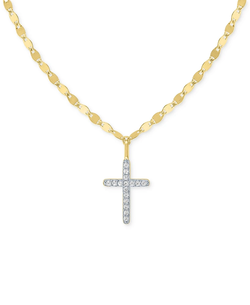 Diamond Cross 18" Pendant Necklace (1/10 ct. t.w.) in 14k Gold-Plated Sterling Silver