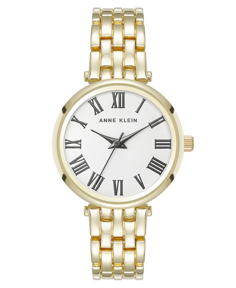 Anne Klein Women's Quartz Everyday Roman Numeral Gold-Tone Alloy Metal Watch, 32mm - Gold