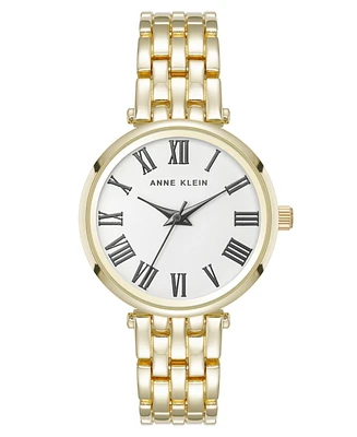 Anne Klein Women's Quartz Everyday Roman Numeral Gold-Tone Alloy Metal Watch, 32mm - Gold