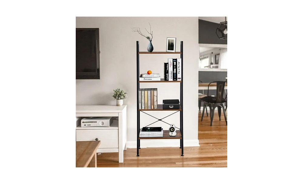 Slickblue 4-Tier Industrial Ladder Shelf for Stylish Storage and Display in Any Room