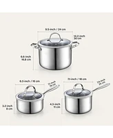 Cooks Standard 6 Piece Multi-Ply Clad Stainless Steel Cookware Set,Kitchen Induction Cooking Set, Silver